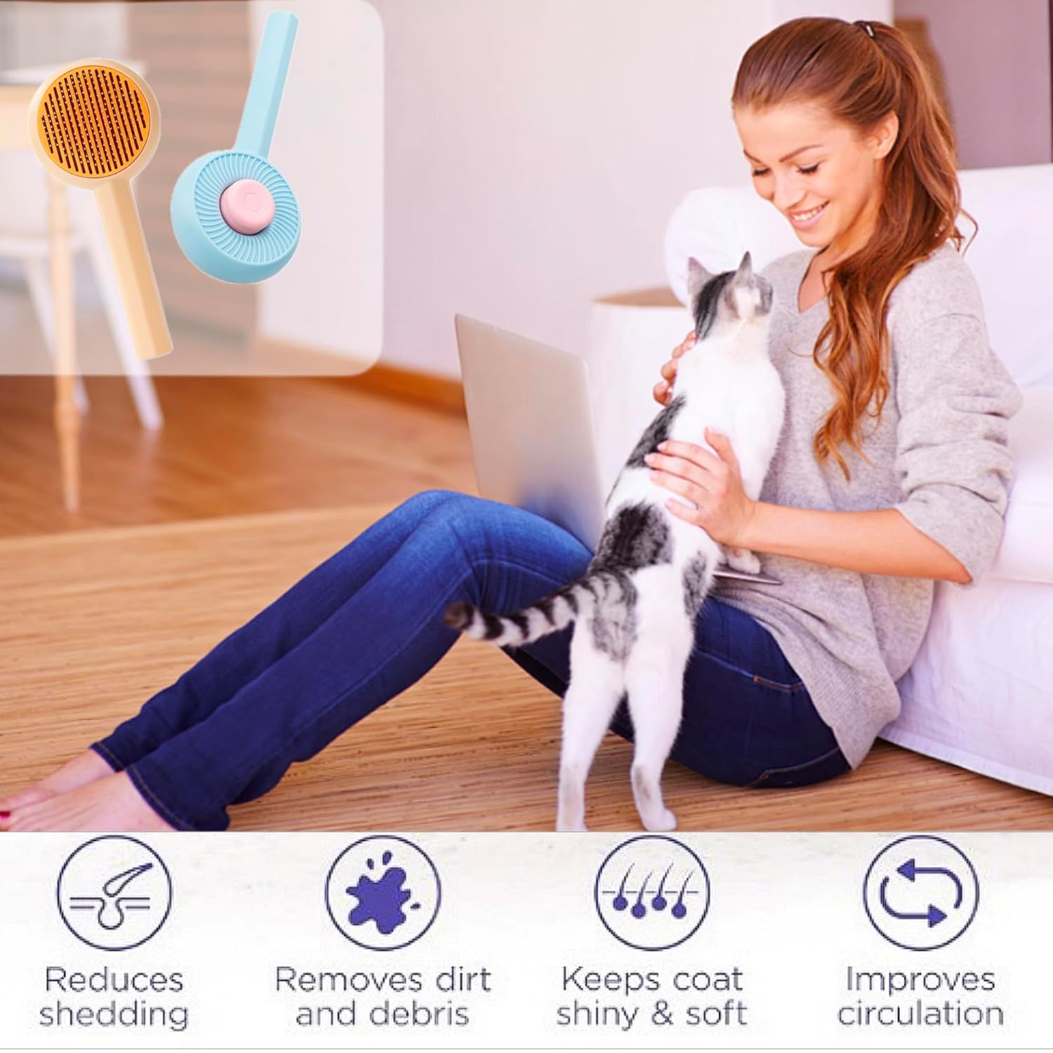 Effortless Pet Grooming Brush for Less Shedding and Tangles 1