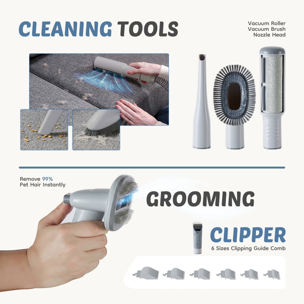 Professional Dog Grooming Clippers With 2.5L Cup, 3 Suction Modes, Cordless Clippers, 5 Groomer Tools, Low Noise Pet Hair Trimmer For 1