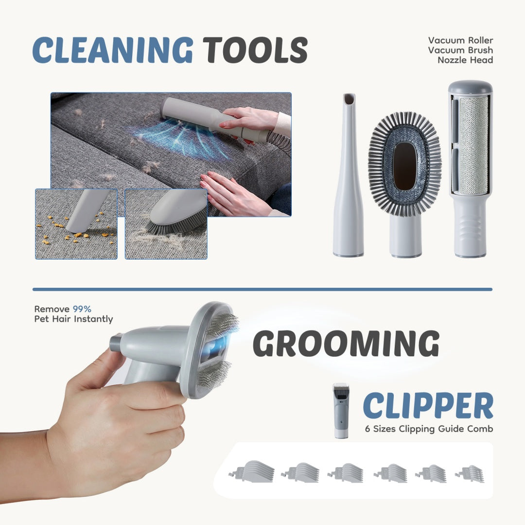 Professional Dog Grooming Clippers With 2.5L Cup, 3 Suction Modes, Cordless Clippers, 5 Groomer Tools, Low Noise Pet Hair Trimmer For 1