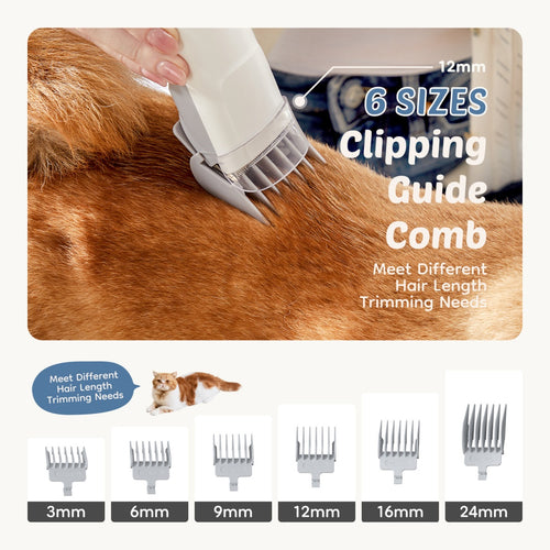 Professional Dog Grooming Clippers With 2.5L Cup, 3 Suction Modes, Cordless Clippers, 5 Groomer Tools, Low Noise Pet Hair Trimmer For 1