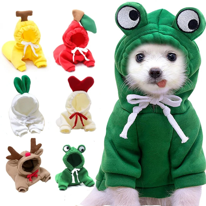 Cute Fruit Dog Clothes For Small Dogs Hoodies Winter Warm Fleece Pet Clothing Puppy Cat Costume Coat For French Chihuahua Outfit 1