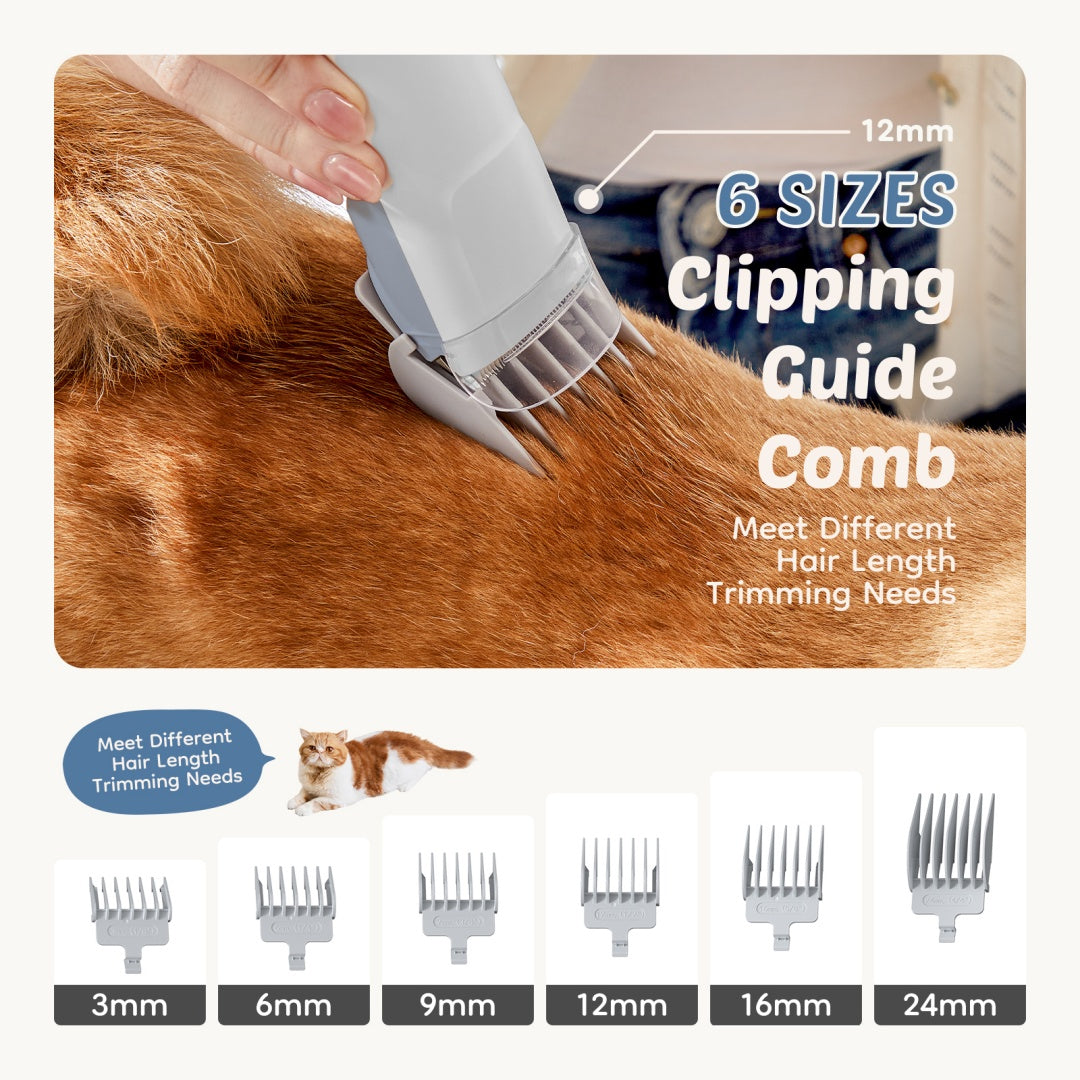Professional Dog Grooming Clippers With 2.5L Cup, 3 Suction Modes, Cordless Clippers, 5 Groomer Tools, Low Noise Pet Hair Trimmer For 1