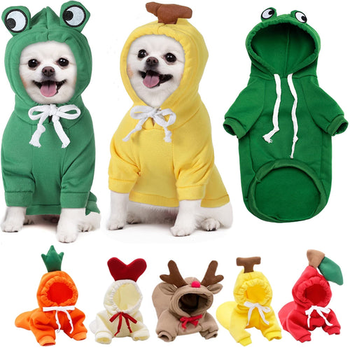 Cute Fruit Dog Clothes For Small Dogs Hoodies Winter Warm Fleece Pet Clothing Puppy Cat Costume Coat For French Chihuahua Outfit 1