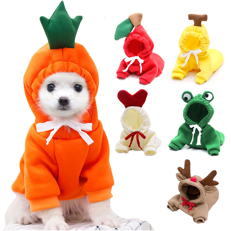 Cute Fruit Dog Clothes For Small Dogs Hoodies Winter Warm Fleece Pet Clothing Puppy Cat Costume Coat For French Chihuahua Outfit 1
