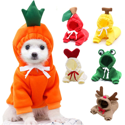 Cute Fruit Dog Clothes For Small Dogs Hoodies Winter Warm Fleece Pet Clothing Puppy Cat Costume Coat For French Chihuahua Outfit 1